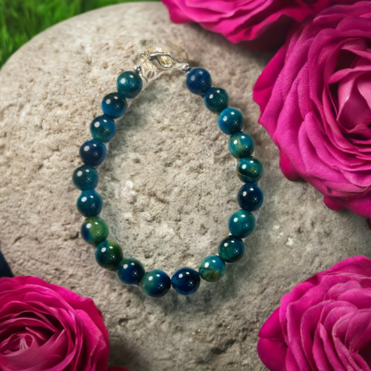 Blue sky tiger eye natural stone bead bracelet 8mm